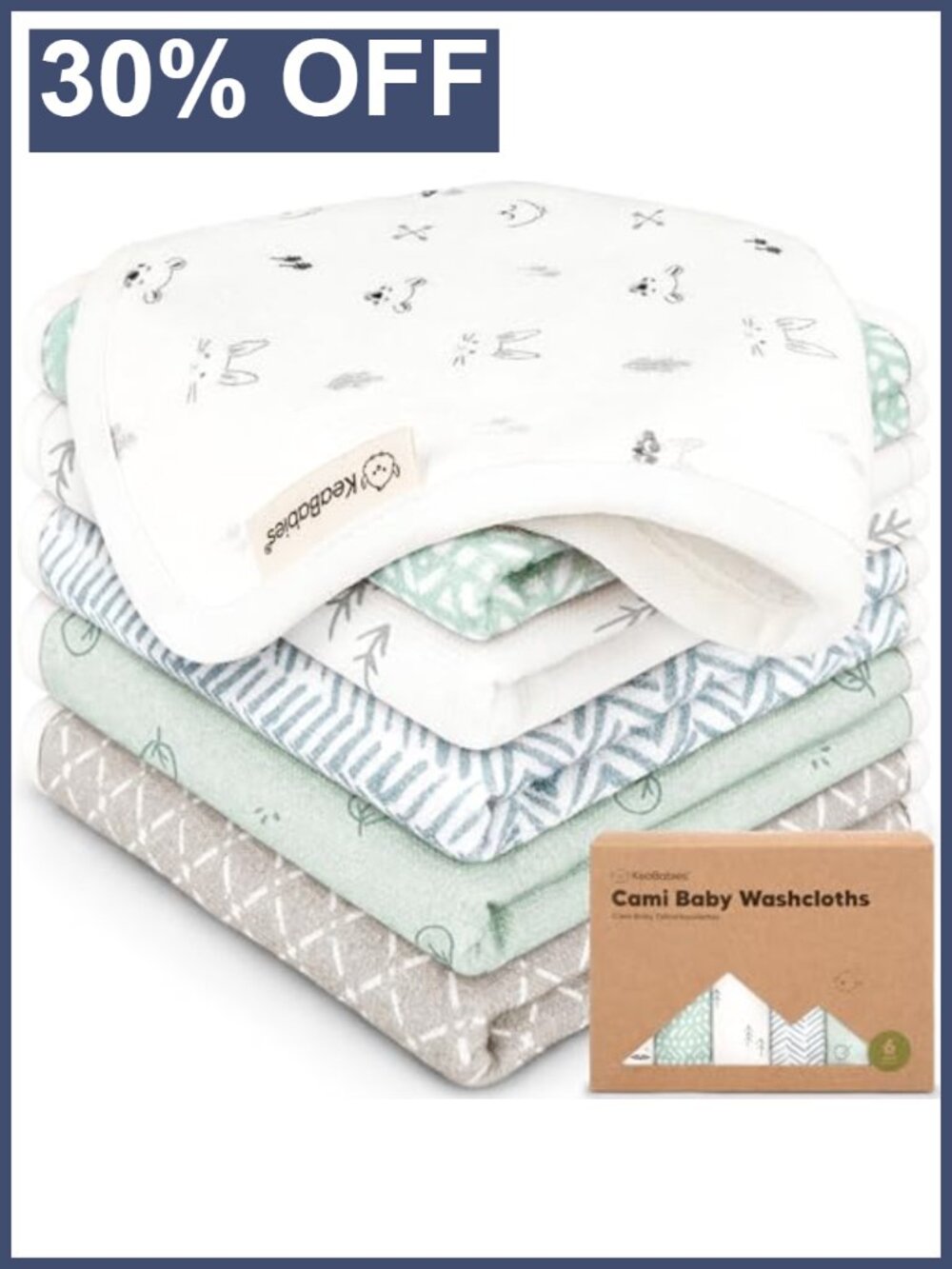 Organic Cotton Muslin Baby Washcloths 6 Pack Soft Absorbent Newborn